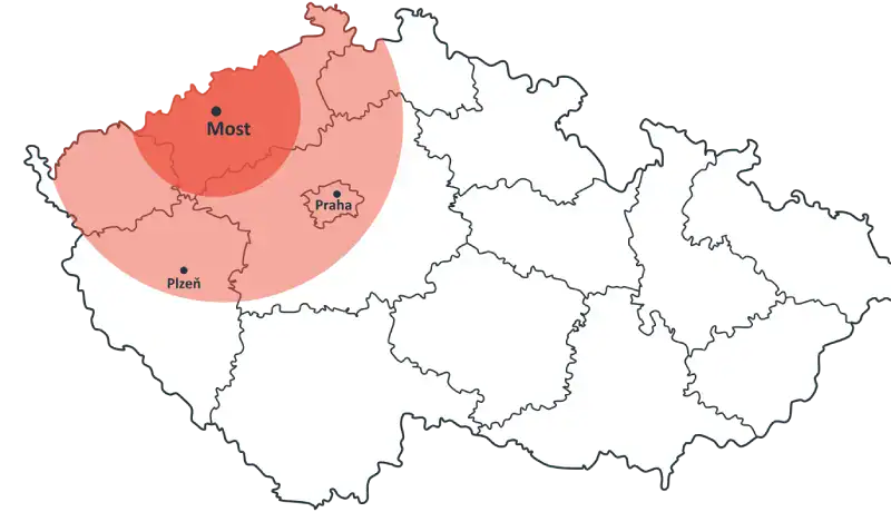 mapa obslužné oblasti